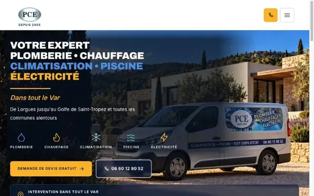 Page d&rsquo;accueil de pcevar.fr (PCE) sur ordinateur